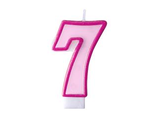 Narozeninová svíčka s číslem 7 - růžová
