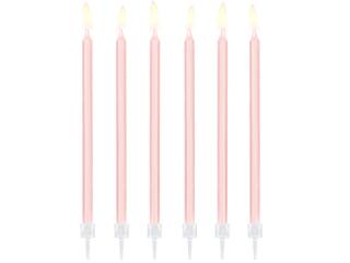 Narozeninové dortové svíčky, světle růžové dlouhé (12ks)
