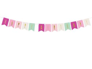 Narozeninový banner  Happy birthday  menší - růžový, mint (140cm)