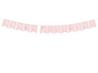 Narozeninový banner  Happy birthday  - růžový (175cm)