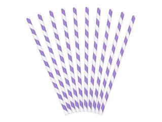 Papírová brčka - pruhy, fialová (10ks)