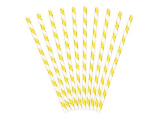 Papírová brčka - pruhy, žlutá (10ks)