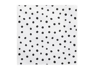 Papírové ubrousky - bílé s černými puntíky (20ks)