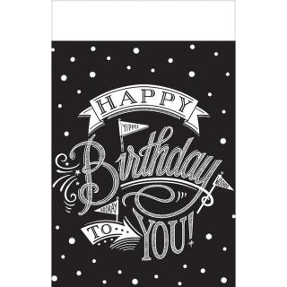 Ubrus plastový - černý, Happy birthday to you (137x243cm)