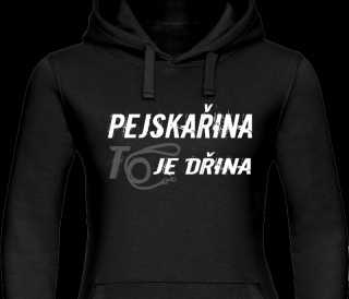 Dámská mikina s kapucí - Pejskařina (vodítko)(trsf) Barva: Černá, Velikost: XL