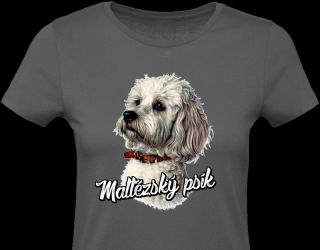 Dámské triko - Maltézský psík (D) Barva: Šedá, Velikost: M
