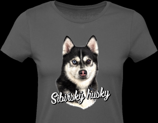 Dámské triko - Sibiřský husky (D) Barva: Šedá, Velikost: XL