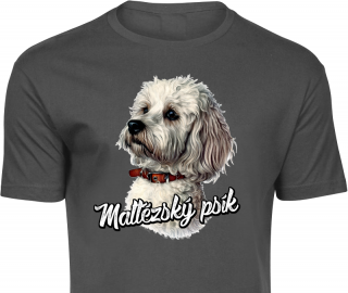 Pánské triko - Maltézský psík (D) Barva: Šedá, Velikost: L