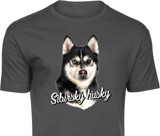 Pánské triko - Sibiřský husky (D) Barva: Šedá, Velikost: L