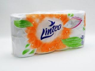 Toaletní papír Linteo – bílý, 3vrstvý, 8 rolí