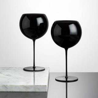 Bubble Glass Wine Set of 2 pcs black