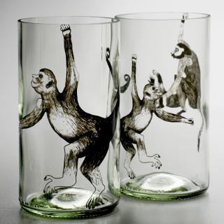 Lemonade Monkey - transparent glass Varianta: One Monkey