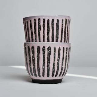 Mercury cappuccino cup pink stripes