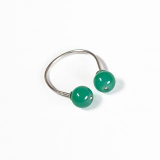 Prsten s dvěma korálky zelený