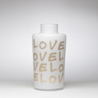 Unnamed Bucket Vase - Golden Love - white