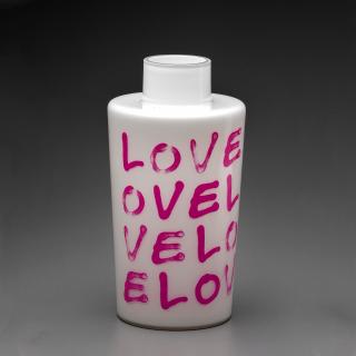 Unnamed Bucket Vase Pink Love - white