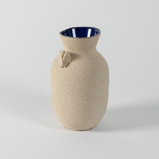 Váza Meadow malá - béžová s modrou glazurou