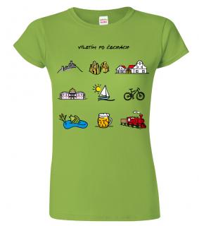 Dámské cestovatelské tričko - Barevné České symboly Barva: Apple Green (92), Velikost: 2XL