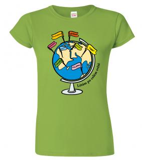 Dámské cestovatelské tričko - Globus Barva: Apple Green (92), Velikost: XL