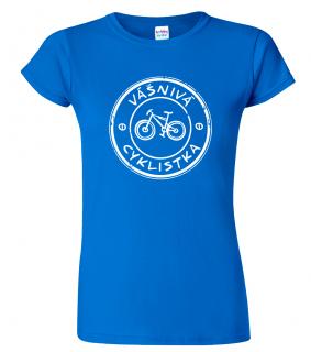 Dámské cyklistické tričko - Vášnivá cyklistka Barva: Královská modrá (05), Velikost: L
