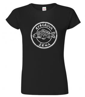 Dámské rybářské tričko - Rybářova žena Barva: Černá (01), Velikost: M