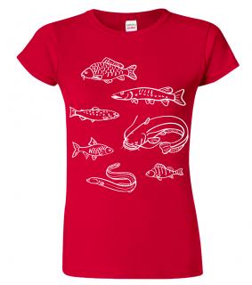 Dámské rybářské tričko - Ryby našich vod Barva: Červená (07), Velikost: S