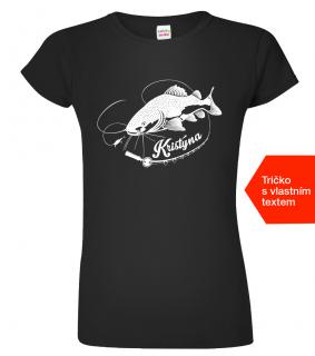 Dámské rybářské tričko se jménem - Sumec velký Barva: Černá (01), Velikost: L