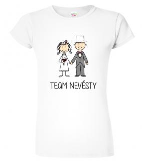 Dámské svatební tričko - Team nevěsty (figurka) Barva: Bílá, Velikost: 2XL