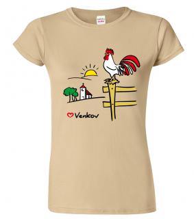 Dámské tričko pro chalupáře - Kohout Barva: Béžová (51), Velikost: 2XL