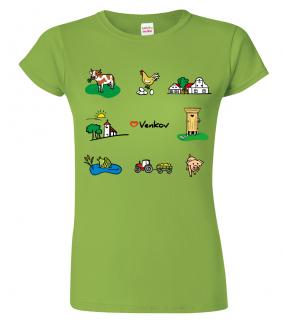 Dámské tričko pro chalupáře - Symboly venkova Barva: Apple Green (92), Velikost: 2XL