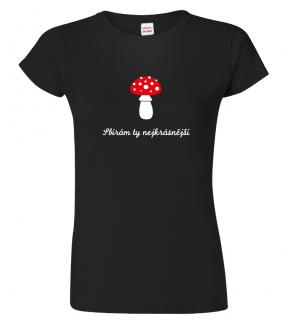 Dámské tričko s houbou - Sbírám ty nejkrásnější Barva: Černá (01), Velikost: XL