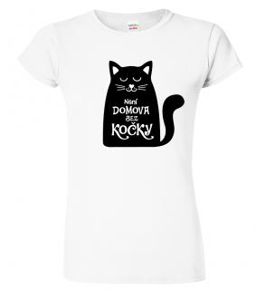 Dámské tričko s kočkou - Není domova bez kočky Barva: Bílá, Velikost: 2XL