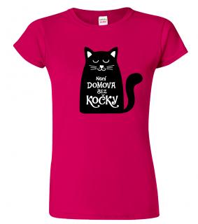 Dámské tričko s kočkou - Není domova bez kočky Barva: Fuchsia red (49), Velikost: 2XL