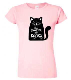 Dámské tričko s kočkou - Není domova bez kočky Barva: Růžová (30), Velikost: 2XL