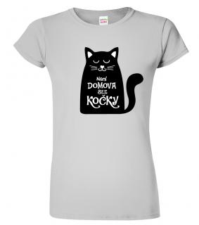 Dámské tričko s kočkou - Není domova bez kočky Barva: Šedá - žíhaná (Sport Grey), Velikost: 2XL