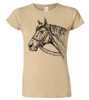 Dámské tričko s koněm - Hlava koně Barva: Béžová (51), Velikost: 2XL