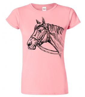 Dámské tričko s koněm - Hlava koně Barva: Růžová (30), Velikost: 2XL