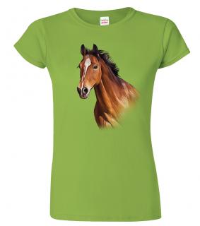 Dámské tričko s koněm - Hnědák Barva: Apple Green (92), Velikost: 2XL