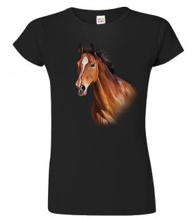 Dámské tričko s koněm - Hnědák Barva: Černá (Black), Velikost: 3XL