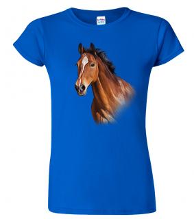 Dámské tričko s koněm - Hnědák Barva: Královská modrá (05), Velikost: S