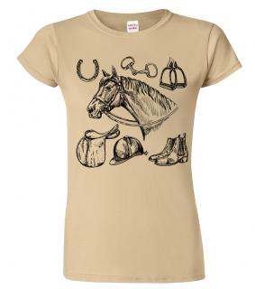 Dámské tričko s koněm - Koňské symboly Barva: Béžová (51), Velikost: 2XL