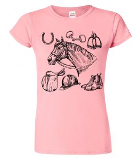 Dámské tričko s koněm - Koňské symboly Barva: Růžová (30), Velikost: 2XL