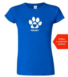 Dámské tričko se jménem vašeho psa Barva: Královská modrá (05), Velikost: L