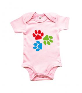 Dětské body pro pejskaře - Barevné psí ťapky Barva: Světle růžová (Powder Pink), velikost: 0-3 m