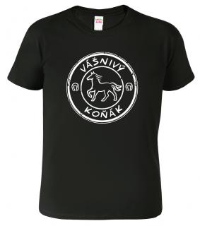 Dětské chlapecké tričko s koněm - Vášnivý koňák Barva: Černá (01), Velikost: 6 let / 122 cm