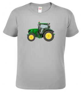 Dětské chlapecké tričko s Traktorem - Green Tractor Barva: Světle šedý melír (03), Velikost: M - 120 (7-8 let)