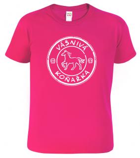 Dětské dívčí tričko s koněm - Vášnivá koňařka Barva: Růžová (Fuchsia), Velikost: 10 let / 146 cm