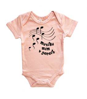 Dětské hudební body - Muziku mám v genech Barva: Světle růžová (Powder Pink), velikost: 3-6 m