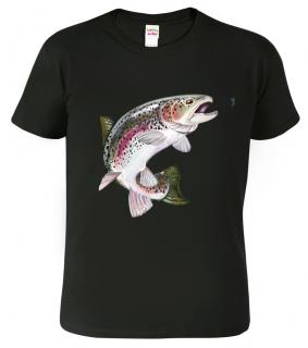 Dětské rybářské tričko - Pstruh duhový Barva: Černá (01), Velikost: 10 let / 146 cm