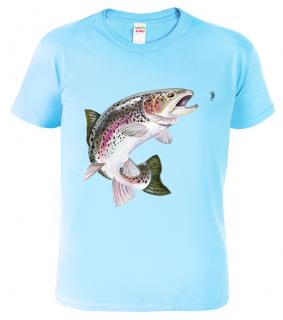 Dětské rybářské tričko - Pstruh duhový Barva: Nebesky modrá (15), Velikost: 10 let / 146 cm